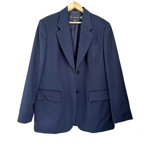 Vintage Classiques Entier Wool Two Button Blazer Jacket Blue Size Large